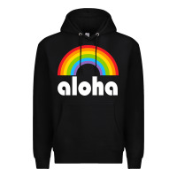 Black Aloha Rainbow Hawaii 808 Island Hawaiian Premium Hoodie - linhVisuals