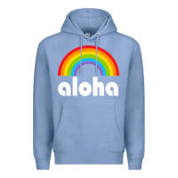 Colony Blue Aloha Rainbow Hawaii 808 Island Hawaiian Premium Hoodie - linhVisuals