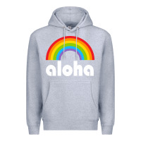 Heather Grey Aloha Rainbow Hawaii 808 Island Hawaiian Premium Hoodie - linhVisuals