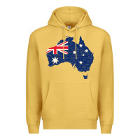 Antique Gold Australia Map Flag Drawing Line Art Premium Hoodie - linhVisuals