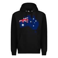 Black Australia Map Flag Drawing Line Art Premium Hoodie - linhVisuals