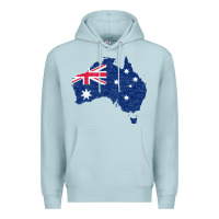 Blue Mist Australia Map Flag Drawing Line Art Premium Hoodie - linhVisuals