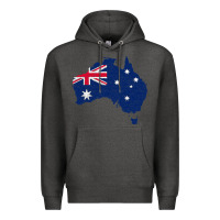 Charcoal Heather Australia Map Flag Drawing Line Art Premium Hoodie - linhVisuals
