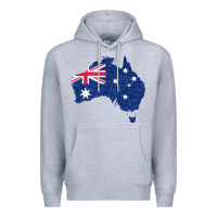 Heather Grey Australia Map Flag Drawing Line Art Premium Hoodie - linhVisuals