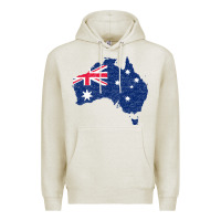 Oatmeal Heather Australia Map Flag Drawing Line Art Premium Hoodie - linhVisuals