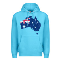 Ocean Blue Australia Map Flag Drawing Line Art Premium Hoodie - linhVisuals