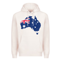 Pale Pink Australia Map Flag Drawing Line Art Premium Hoodie - linhVisuals