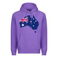 Purple Australia Map Flag Drawing Line Art Premium Hoodie - linhVisuals