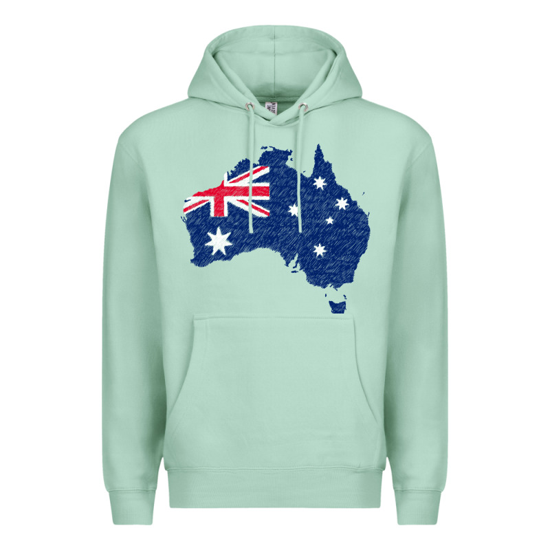 Australia Map Flag Drawing Line Art Premium Hoodie by linhVisuals | Teevron