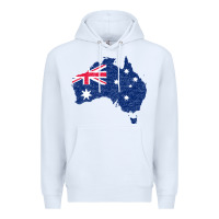 White Australia Map Flag Drawing Line Art Premium Hoodie - linhVisuals