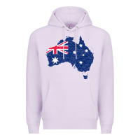 Lilac Australia Map Flag Drawing Line Art Premium Hoodie - linhVisuals