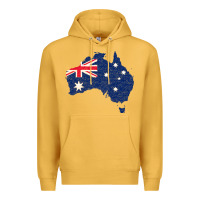 Mustard Australia Map Flag Drawing Line Art Premium Hoodie - linhVisuals