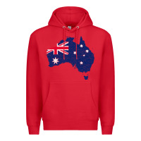 Red Australia Map Flag Drawing Line Art Premium Hoodie - linhVisuals