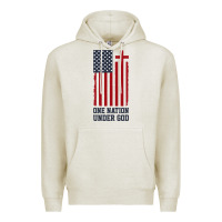 Oatmeal Heather american flag one nation under god Premium Hoodie - linhVisuals
