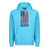 Ocean Blue american flag one nation under god Premium Hoodie - linhVisuals