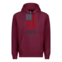 Burgundy american flag one nation under god Premium Hoodie - linhVisuals