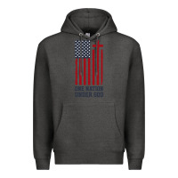Charcoal Heather american flag one nation under god Premium Hoodie - linhVisuals