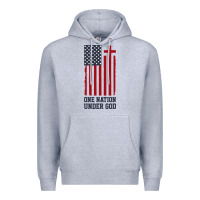 Heather Grey american flag one nation under god Premium Hoodie - linhVisuals