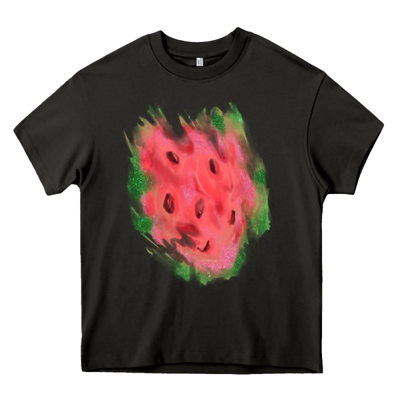 Watermelon Glitter Watercolor Brushstrokes Patch Heavy Core Tee by RanaPortraitStore | Teevron