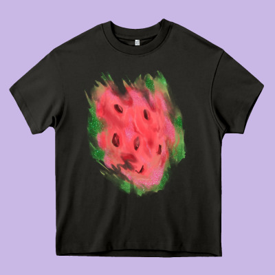 Watermelon Glitter Watercolor Brushstrokes Patch Heavy Core Tee Designed By Ranaportraitstore