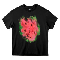 Black watermelon glitter watercolor brushstrokes patch Heavy Core Tee - RanaPortraitStore