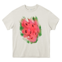 Cream watermelon glitter watercolor brushstrokes patch Heavy Core Tee - RanaPortraitStore