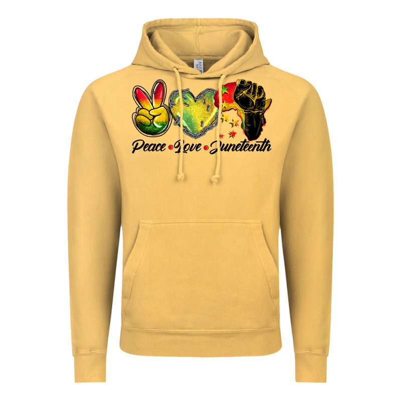 Peace Love Juneteenth Vintage Hoodie by BarkalooDesign | Teevron
