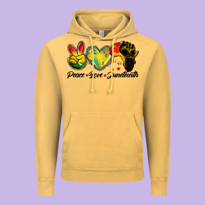 Peace Love Juneteenth Vintage Hoodie Designed By Barkaloodesign