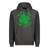 Charcoal Heather kiss me im irish funny saint patrick day womens Premium Hoodie - linhVisuals