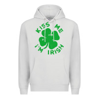 Dove Grey kiss me im irish funny saint patrick day womens Premium Hoodie - linhVisuals