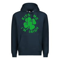 Navy kiss me im irish funny saint patrick day womens Premium Hoodie - linhVisuals