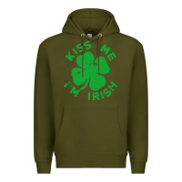 Army Green kiss me im irish funny saint patrick day womens Premium Hoodie - linhVisuals