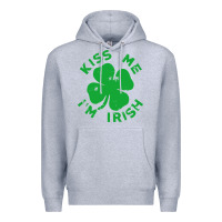 Heather Grey kiss me im irish funny saint patrick day womens Premium Hoodie - linhVisuals