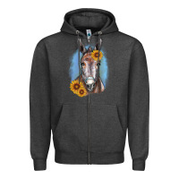 Charcoal Heather Sunflower Donkey Zipper Hoodie - RanaPortraitStore