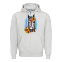 Dove Grey Sunflower Donkey Zipper Hoodie - RanaPortraitStore