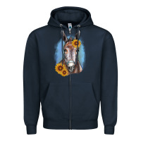 Navy Sunflower Donkey Zipper Hoodie - RanaPortraitStore