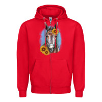 Red Sunflower Donkey Zipper Hoodie - RanaPortraitStore