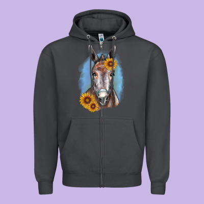 Sunflower Donkey Zipper Hoodie Designed By Ranaportraitstore