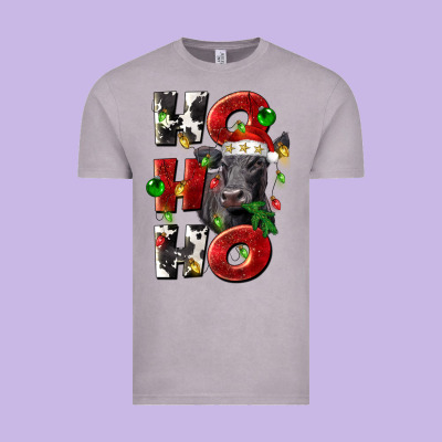 Christmas Ho Ho Ho Black Angus Vintage Tee Designed By Lillyallendesigns