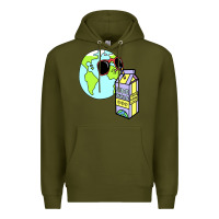 Army Green wrld drink Premium Hoodie - linhVisuals