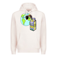 Pale Pink wrld drink Premium Hoodie - linhVisuals
