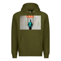 Army Green banksy nobody likes me boy Premium Hoodie - linhVisuals