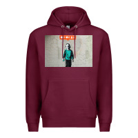 Burgundy banksy nobody likes me boy Premium Hoodie - linhVisuals