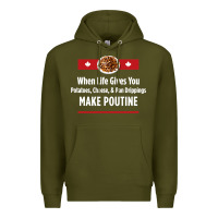 Army Green canada poutine quebec recipe french Premium Hoodie - linhVisuals