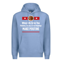 Colony Blue canada poutine quebec recipe french Premium Hoodie - linhVisuals