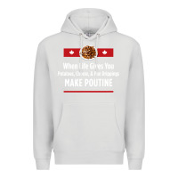 Dove Grey canada poutine quebec recipe french Premium Hoodie - linhVisuals