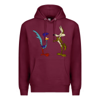 Burgundy coyote and the road runner Premium Hoodie - linhVisuals