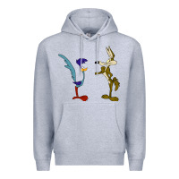 Heather Grey coyote and the road runner Premium Hoodie - linhVisuals