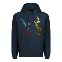 Navy coyote and the road runner Premium Hoodie - linhVisuals