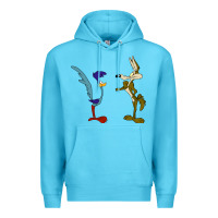 Ocean Blue coyote and the road runner Premium Hoodie - linhVisuals